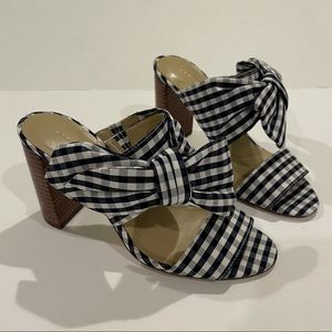 Ann Taylor Navy Blue/White Gingham Block Sandals